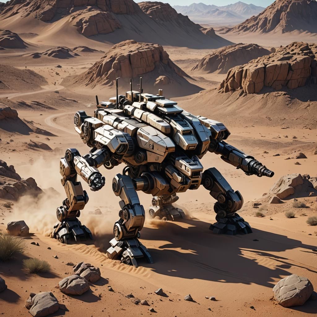Desert Camouflage Zoid Mobile Suit Tank in 8K
