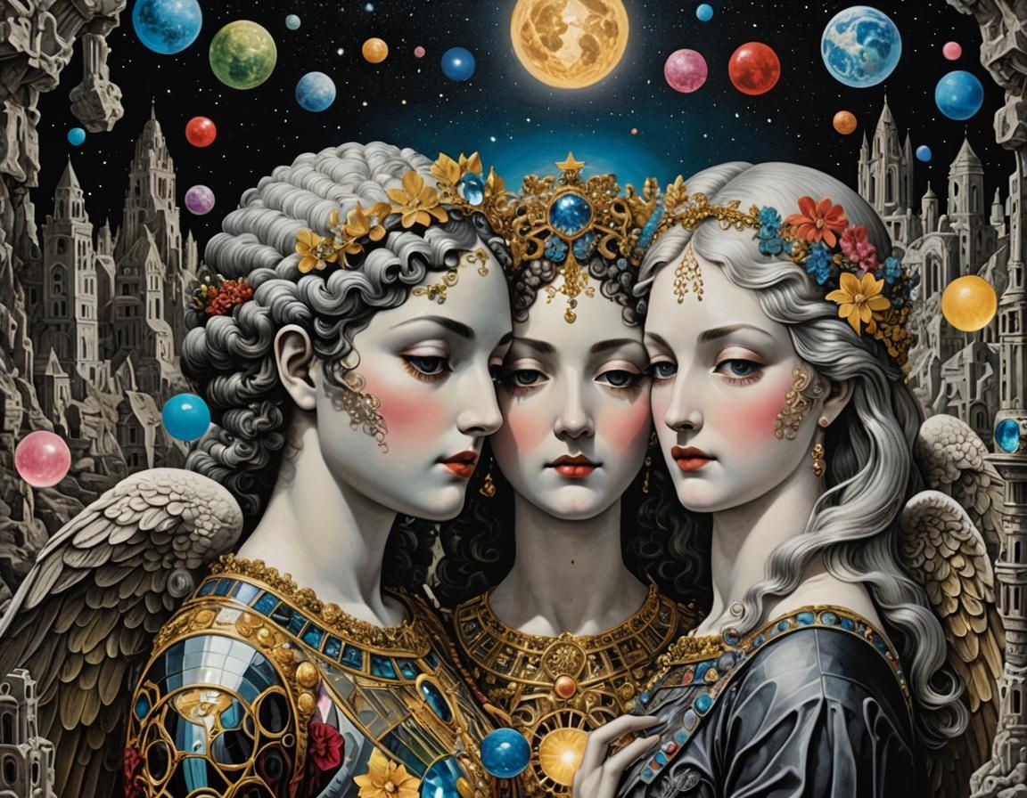 Golgothan Love: Bismuth Crystals in Fornasetti Style