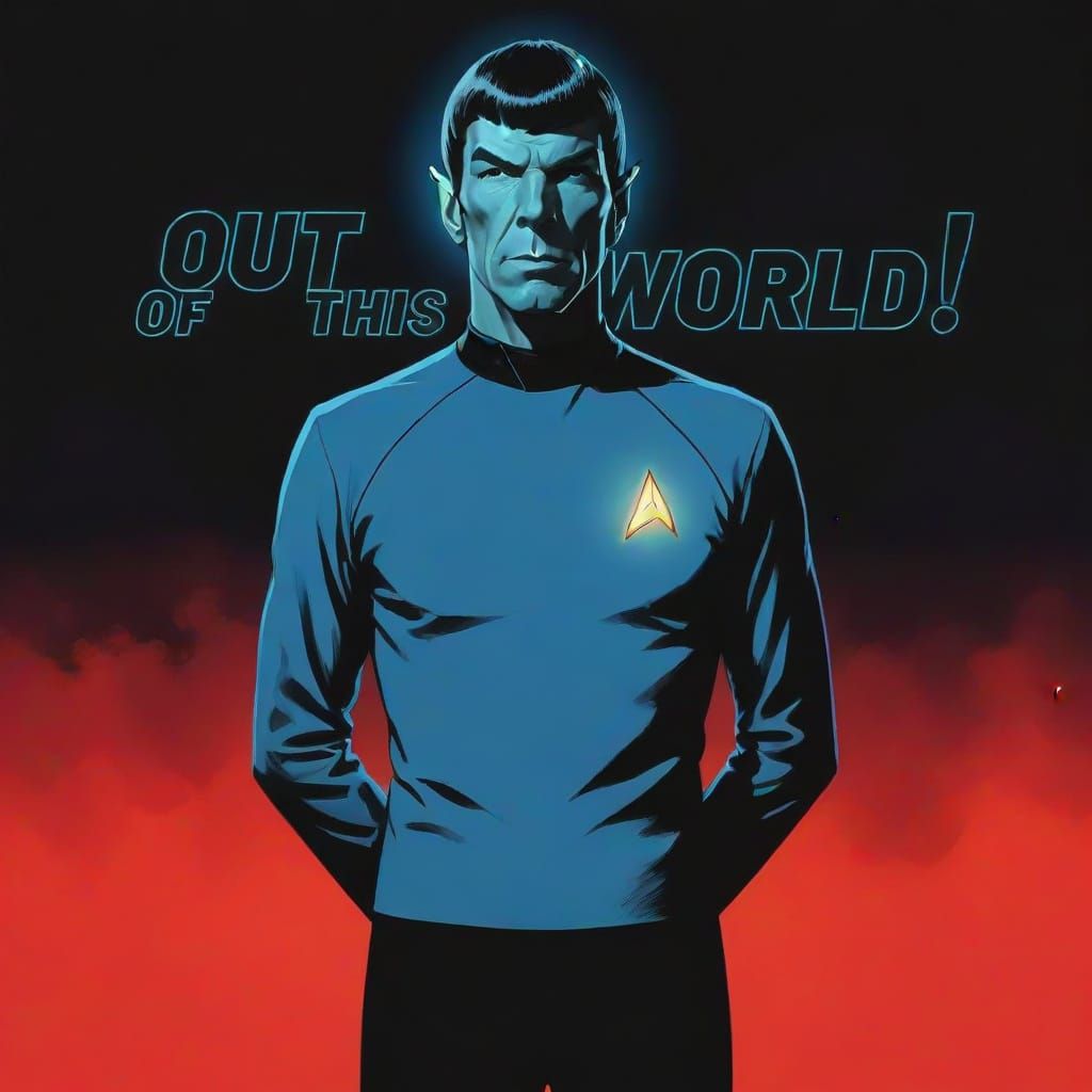 Spock Reaches Out to Glowing Nebula in Concept Art Style