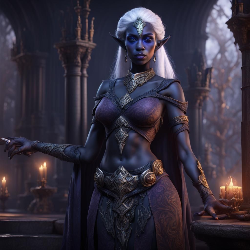 Drow Priestess of Eilistraee: Detailed Matte Painting