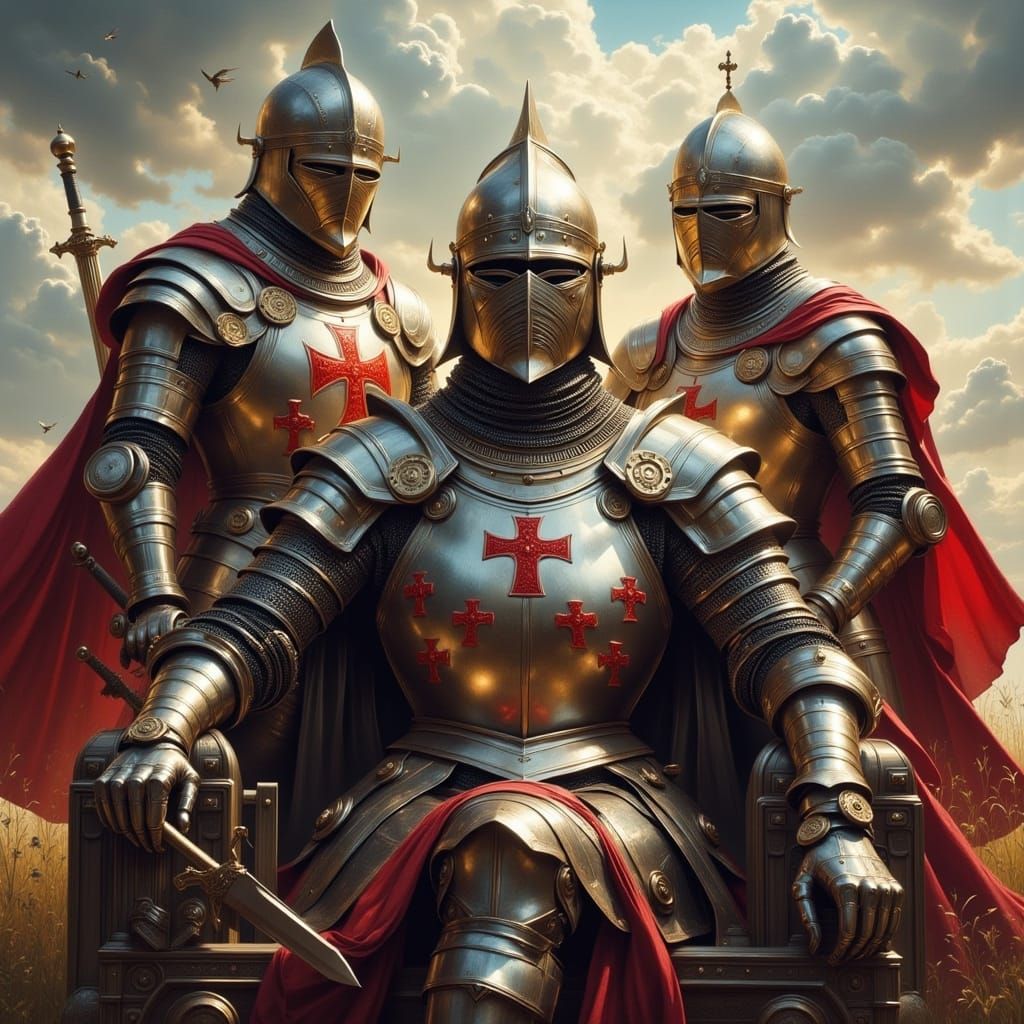 Steampunk Knights in Crusader Armor with Swords