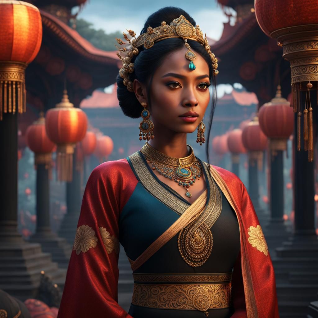 Detailed Painting of Girl in Indian Dress