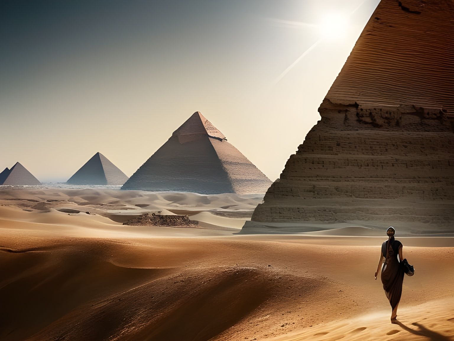 Detailed Chrome Saucer Over Egyptian Desert