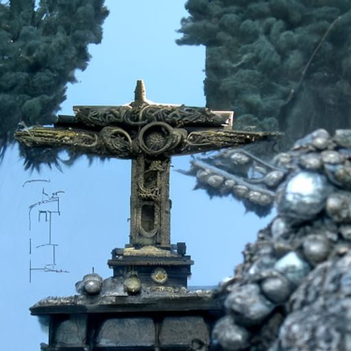Cross on Tomb: Detailed Matte Painting