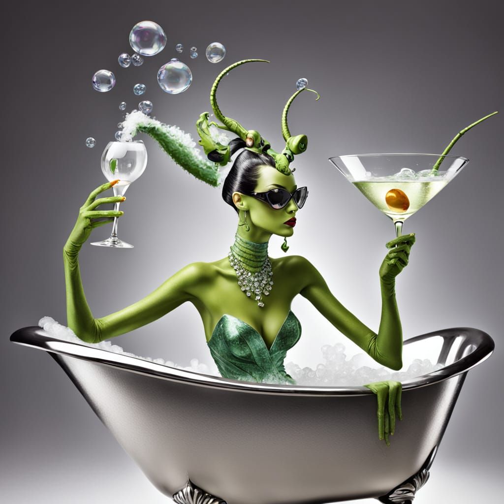 Mantis Burlesque Dancer in Martini Glass