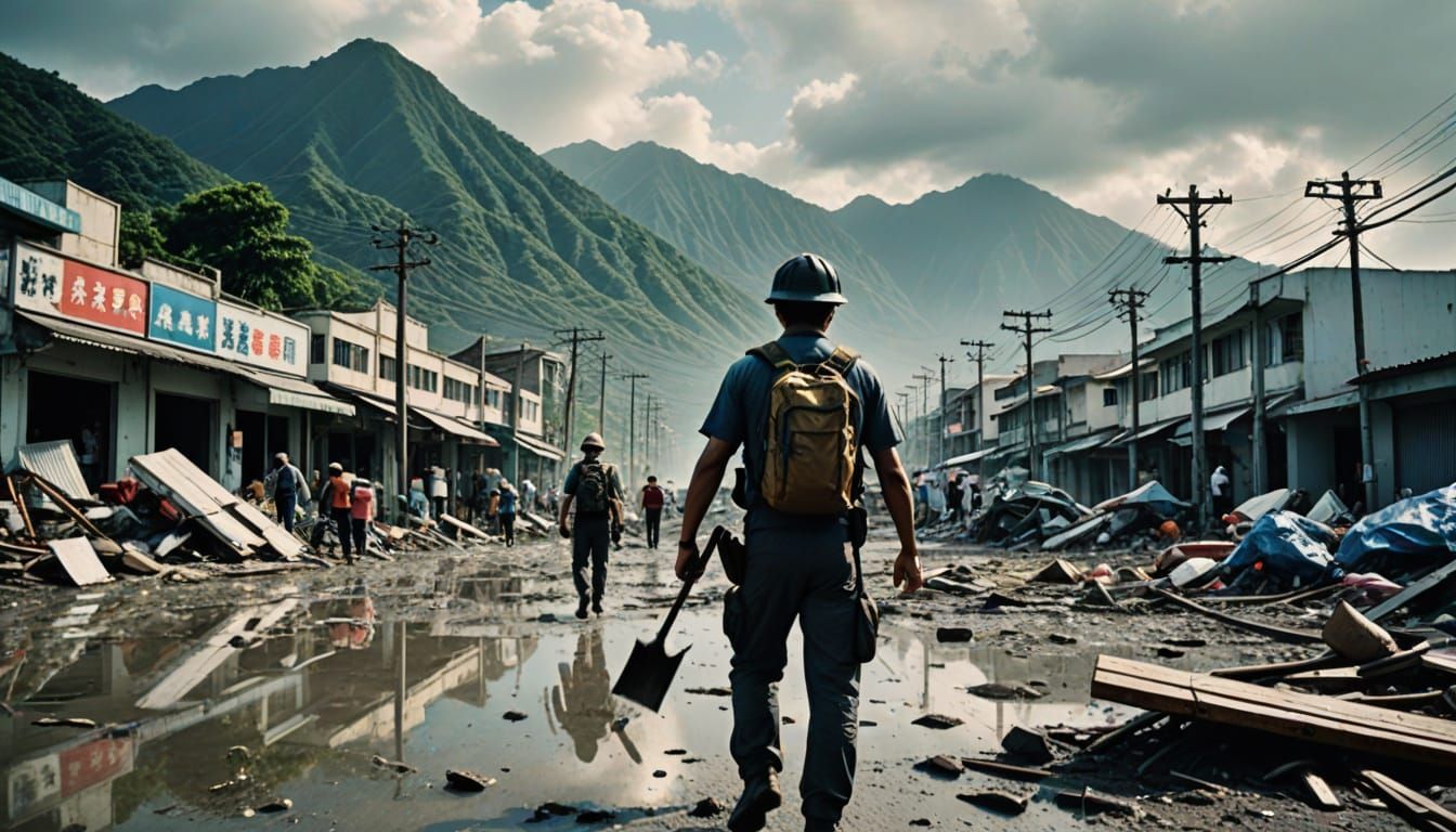 Double Exposure Beautiful View in Comic Book Style