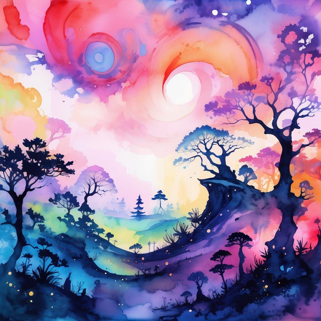 Ethereal Fantasy Forest With Luminous Magic