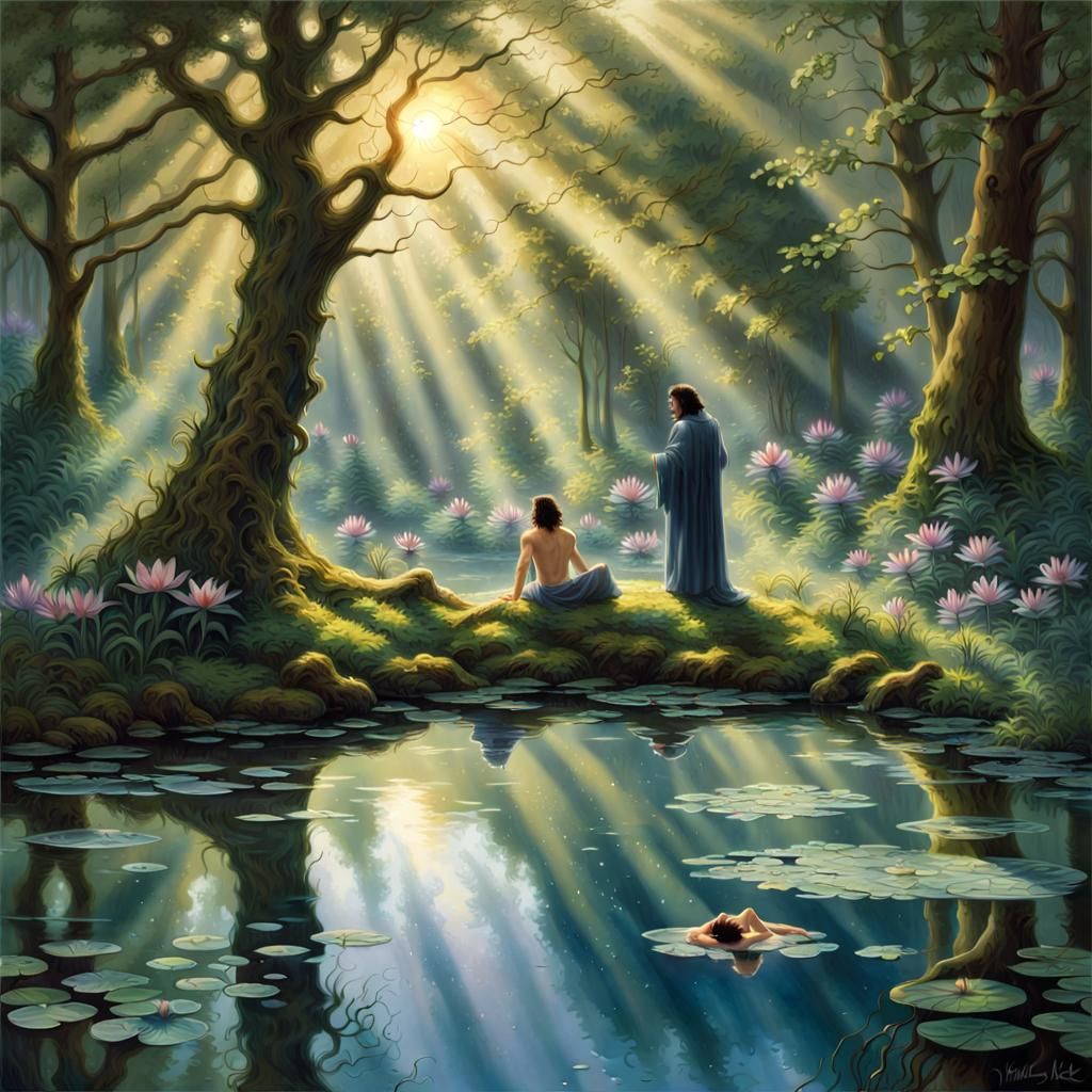 Ethereal Fantasy: Severus Snape in Forest Pond