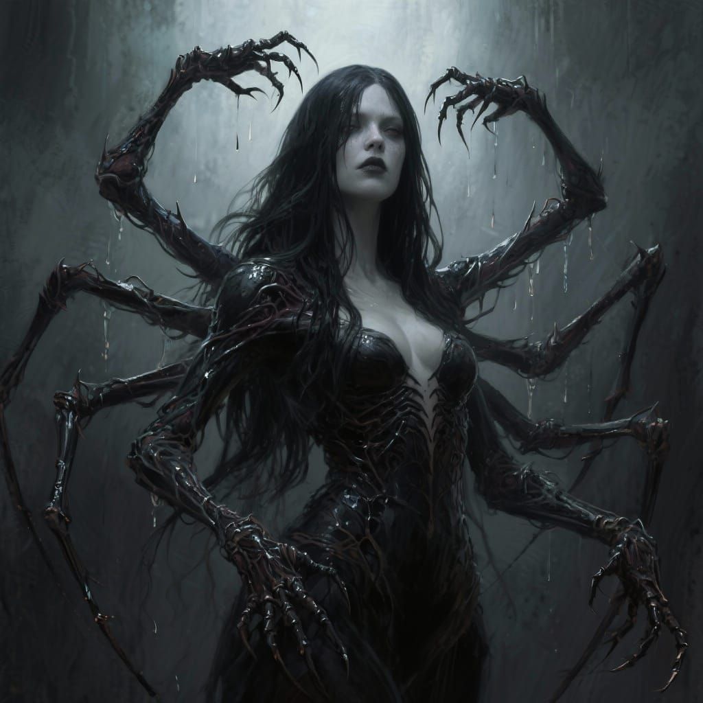 Creepy Spider Woman Hybrid Monster Art