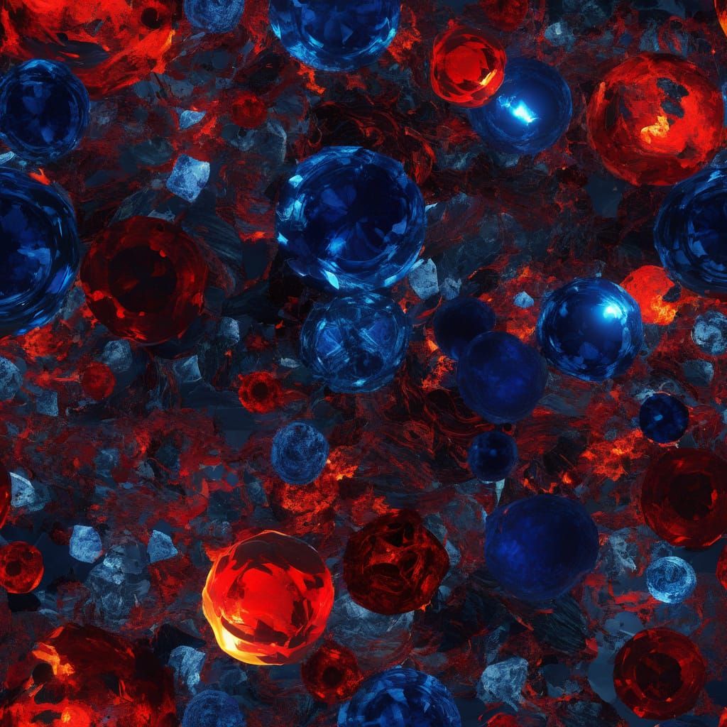 Abstract Burning Sapphire Collage in Unreal Engine