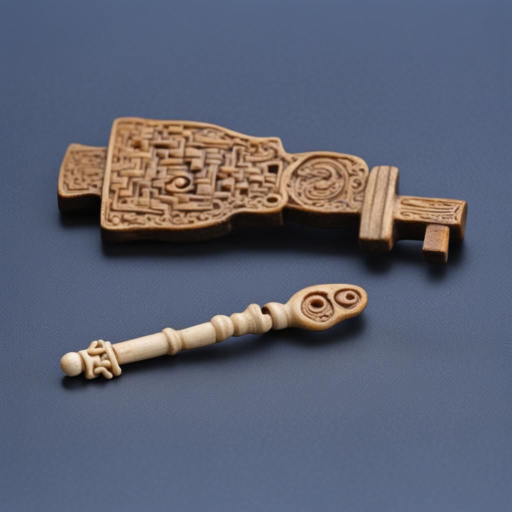 Macabre Barrel Key Carved from Bone