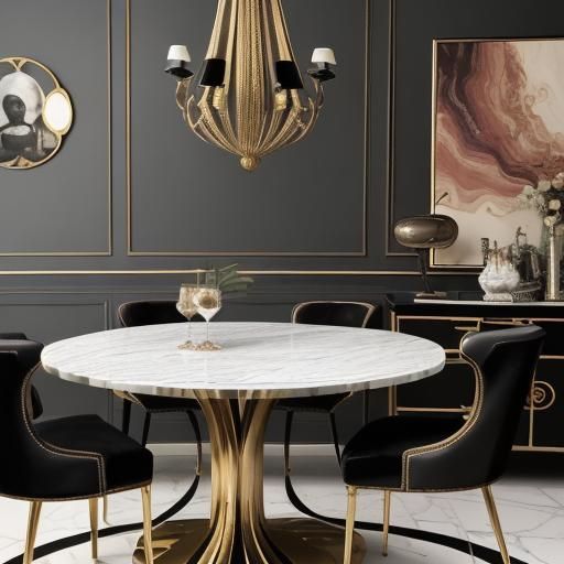 Eclectic Dining Room with Art Deco Chair