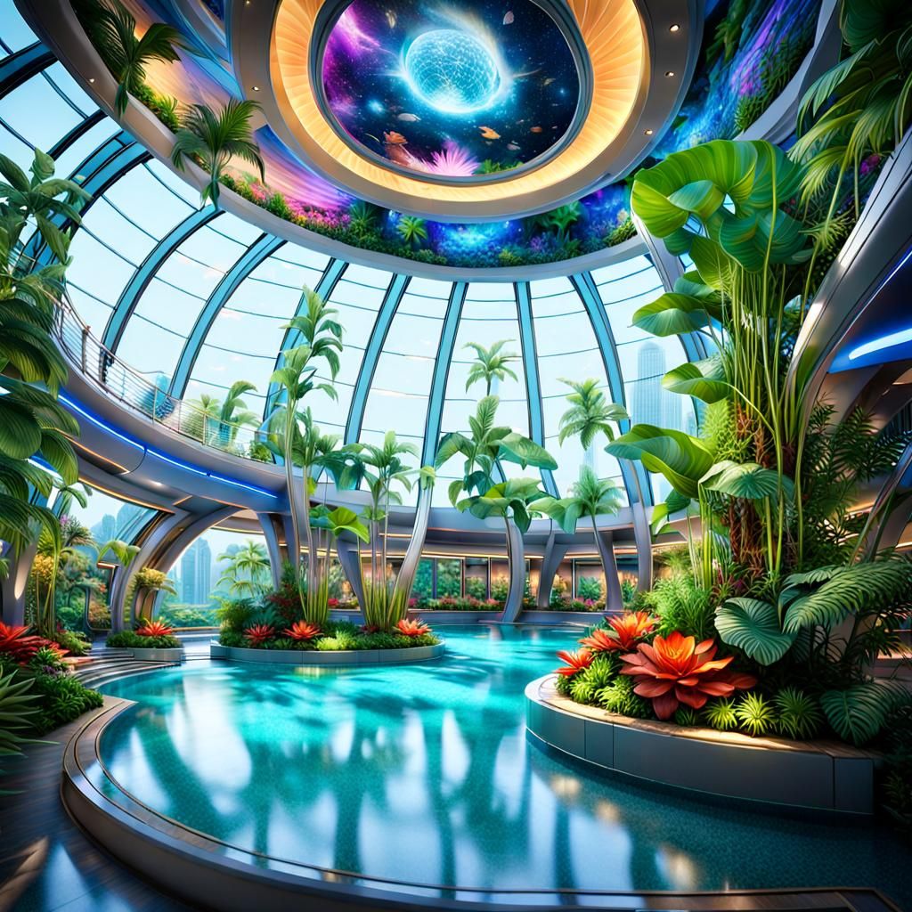 Lush Biodome Interior: A Hyperrealistic Digital Eden