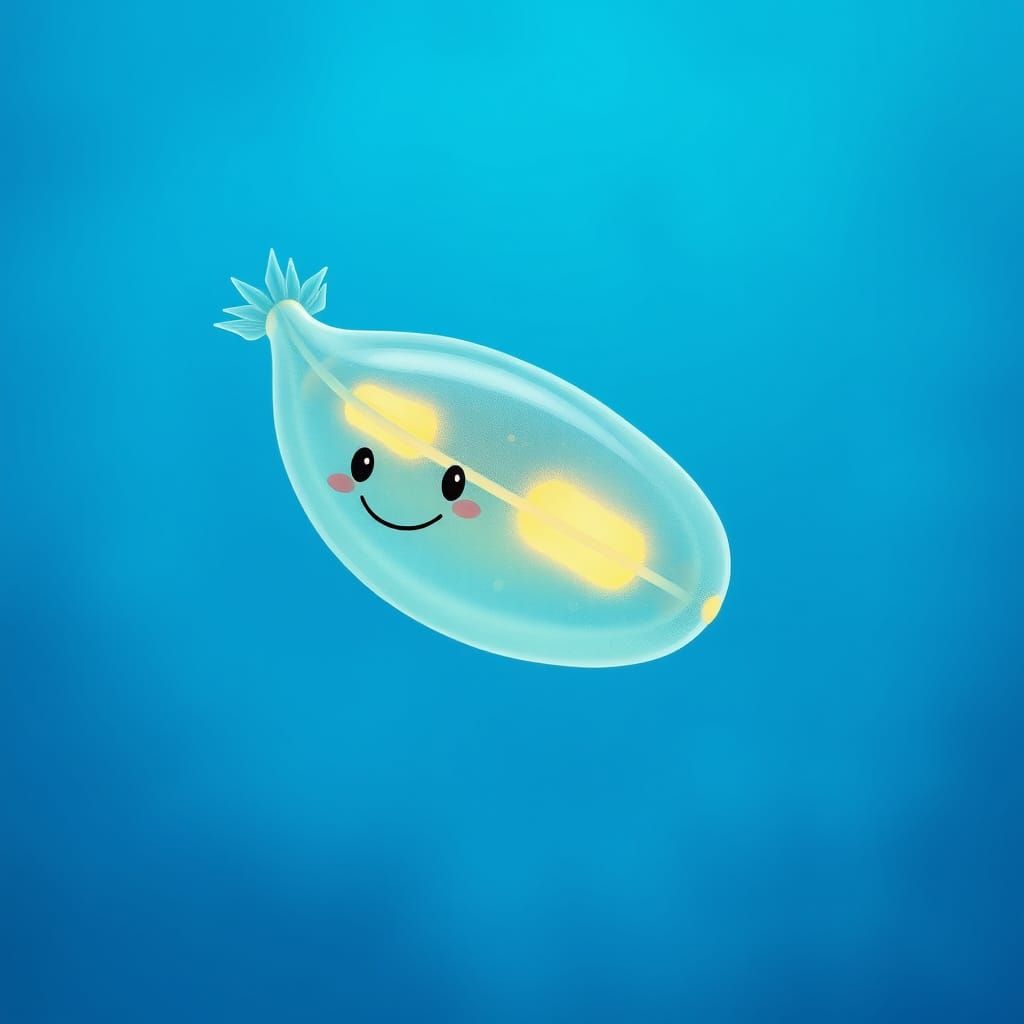 Charming Transparent Paramecium in Bioluminescent Water