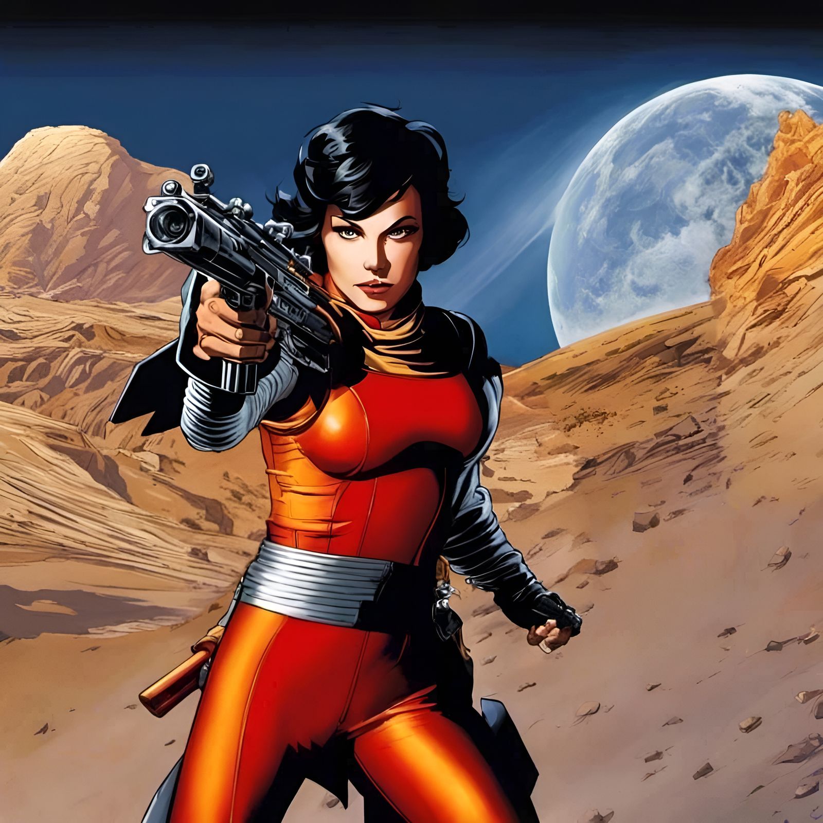 Space Spaghetti Western Gunman in Sci-Fi Scene