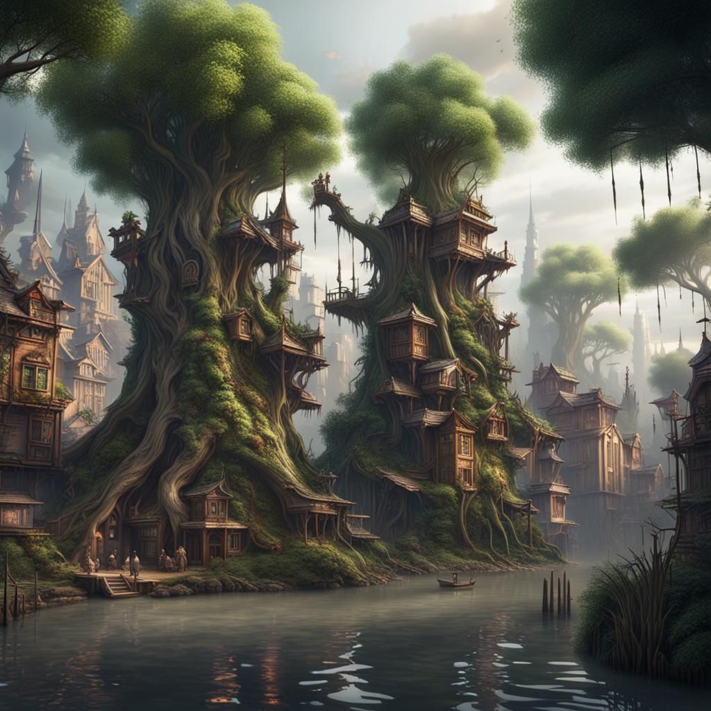 City on Trees: A Fantasy Concept Art