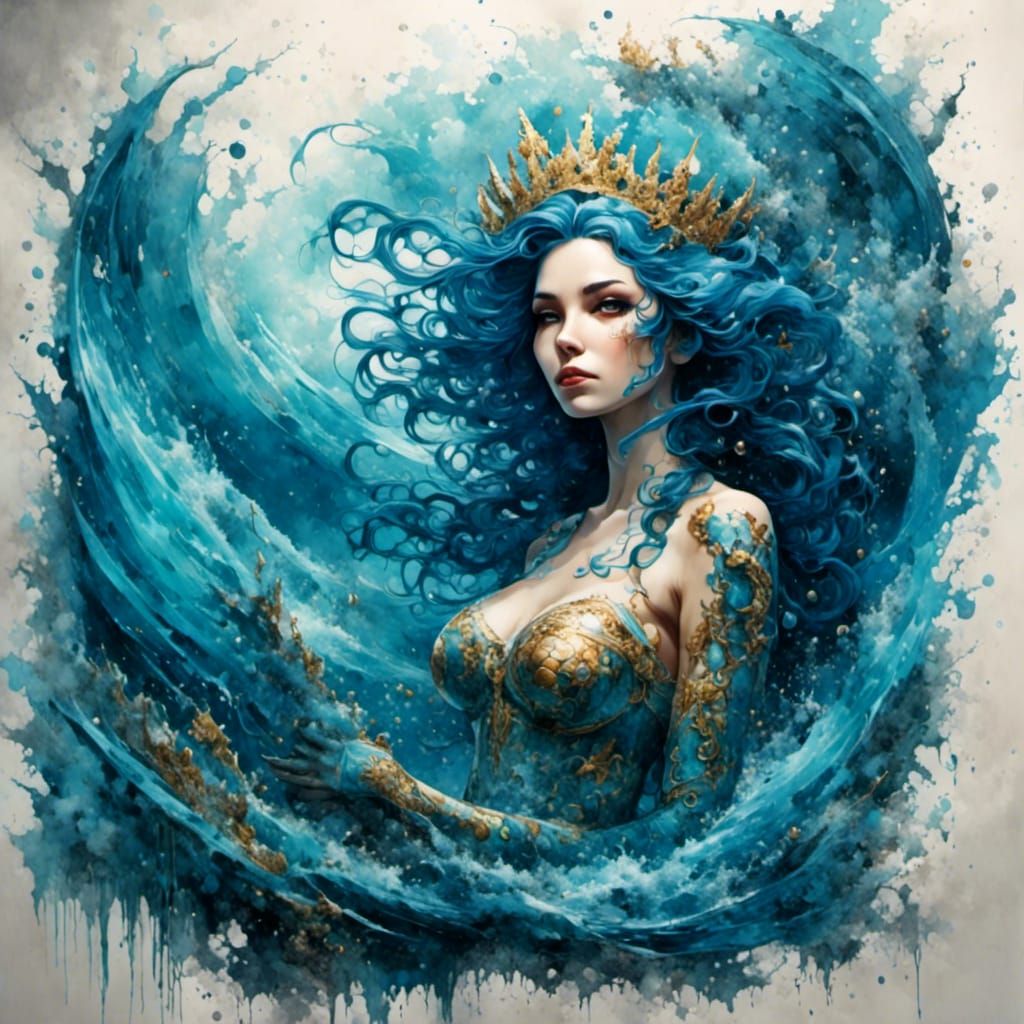 Mermaid Shield Maiden Causes Chaos in Graffiti Art Style