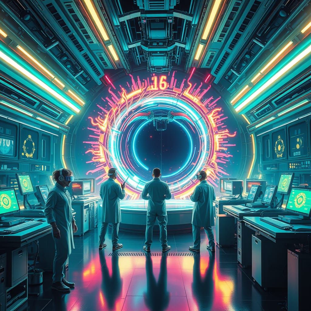 Time Portal Lab in Cyberpunk Style