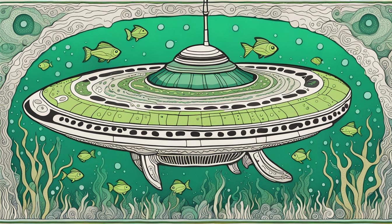 Zentangle Underwater UFO with Fish Poster