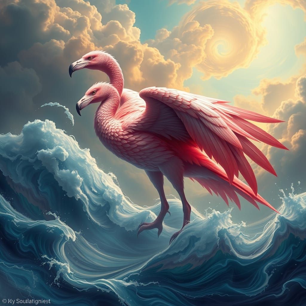 Majestic Tribrid Soars in Iridescent Landscape