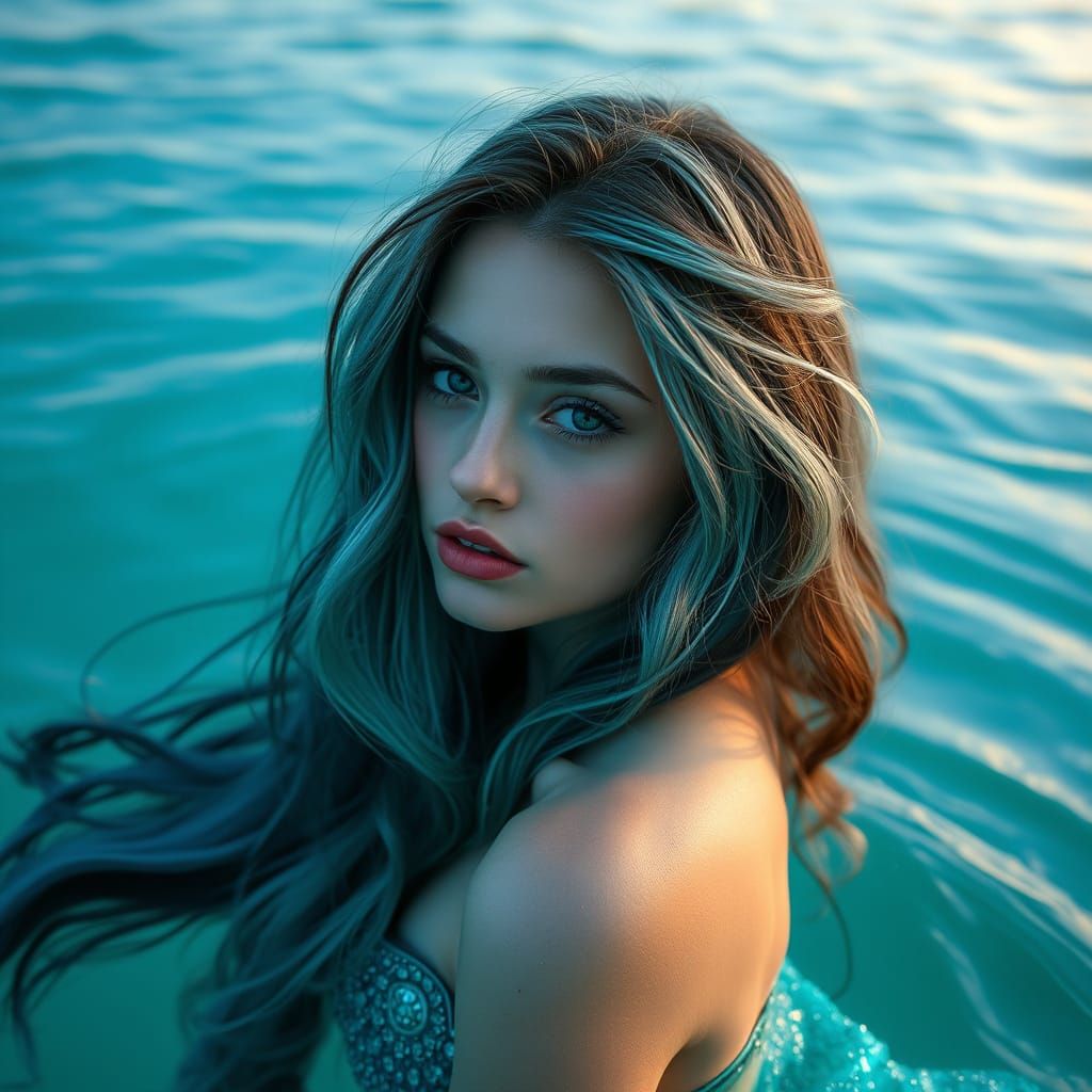 Ethereal Mermaid on Shore at Dawn