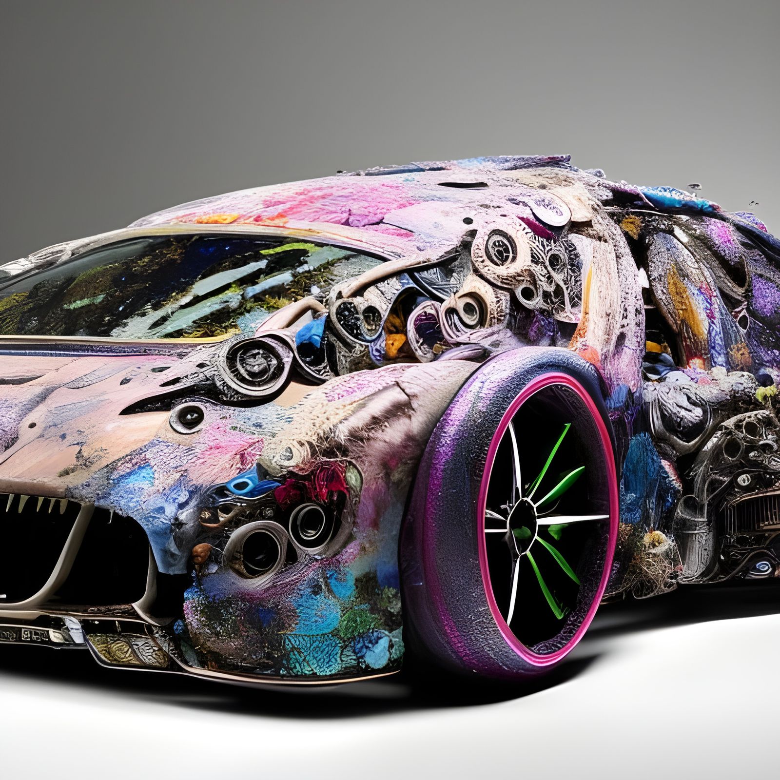 Futuristic Alien Muscle Car in Hyperdetailed Painting