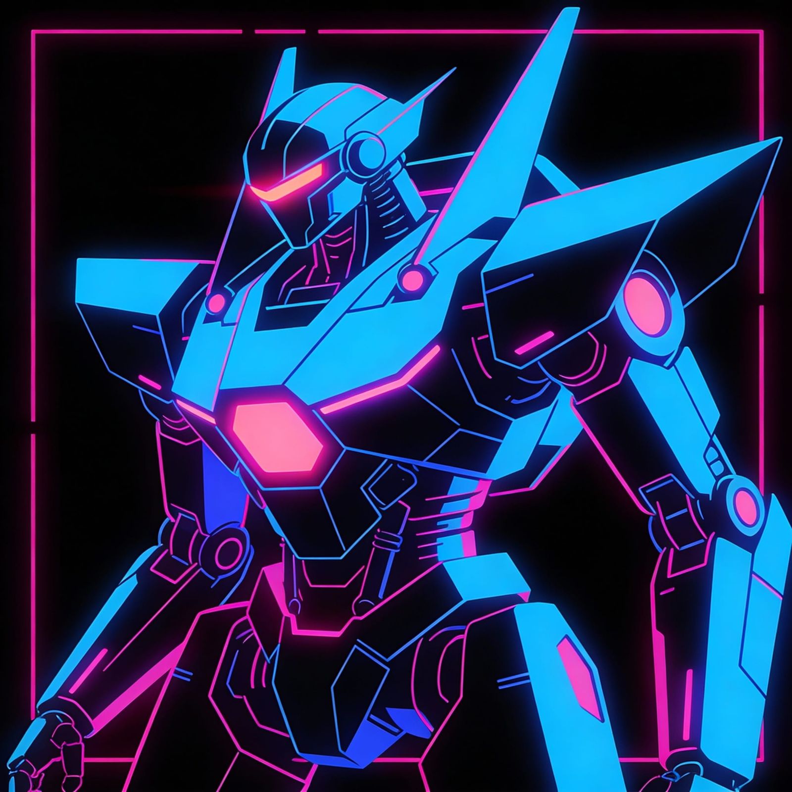 Retro-Futuristic Robot with Neon Lights in Synthwave Style
