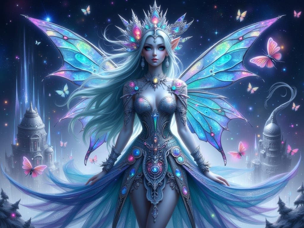 Ethereal Sapphire Aardvark in Icy Tiaras and Rainbow Dreams