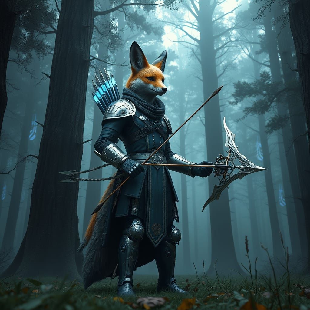 Epic Fox Hero Emerges from Sci-Fi Forest