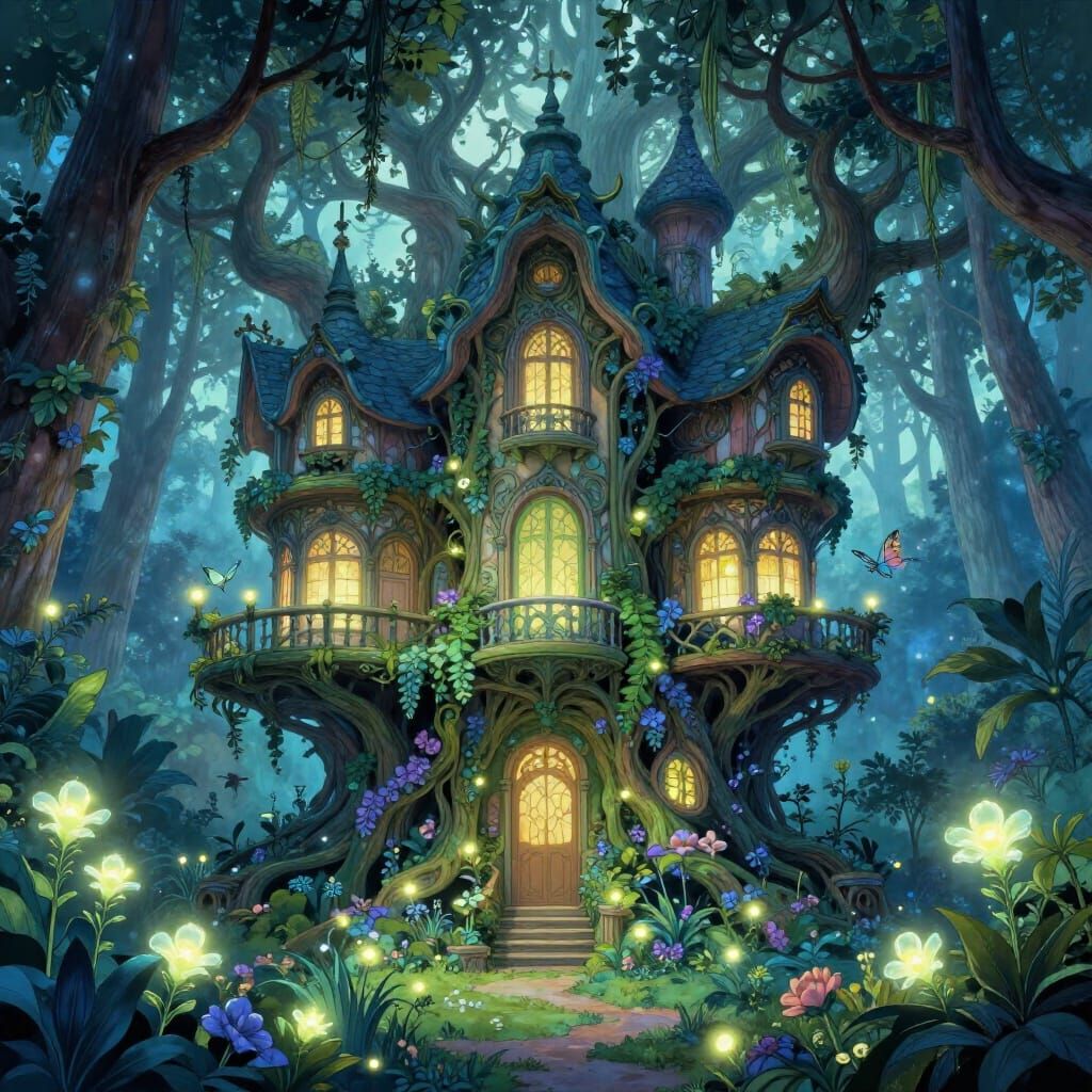 Magical Tree Mansion in Enchanted Forest