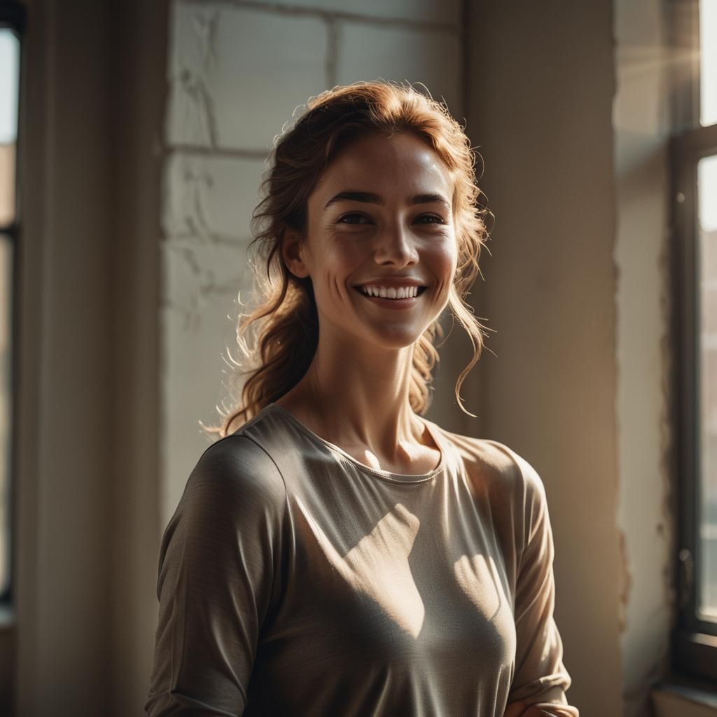 Radiant Woman Portrait in Soft Golden Light