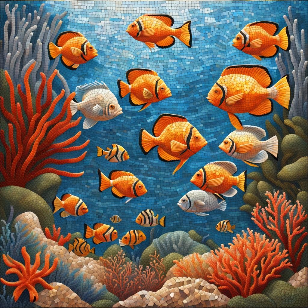 Fish swarm mosaic