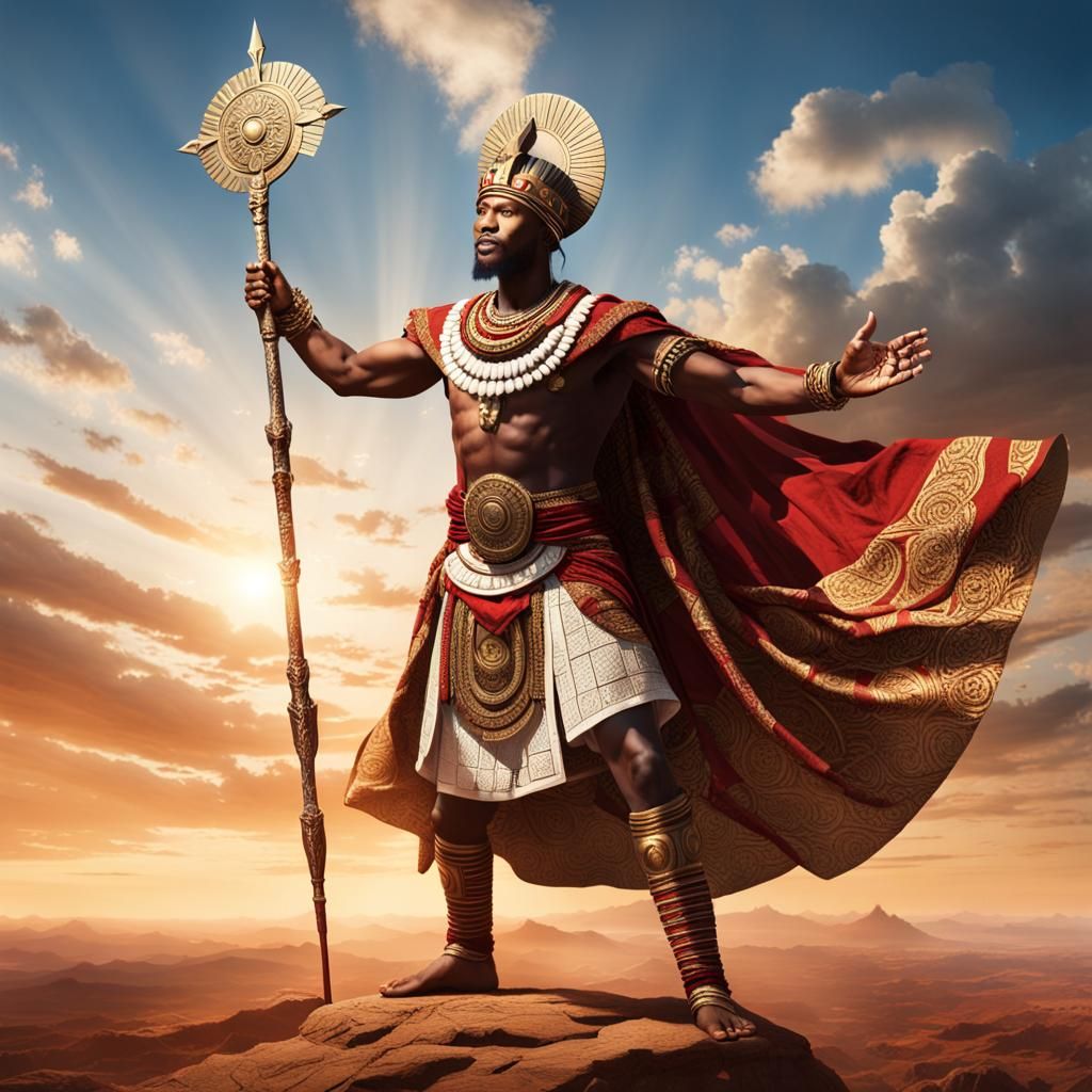 Majestic African Warrior Appeals to Sky God