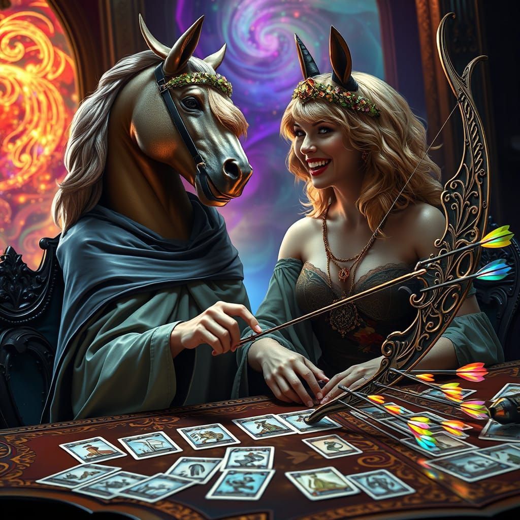 Taylor Swift Enchants with Centaur in Whimsical Tarot Readin...