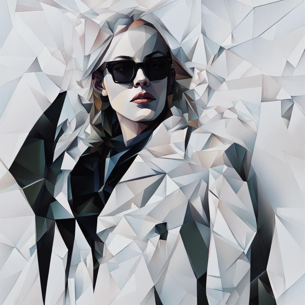 Dramatic Self Portrait in Cubist Art Deco Style