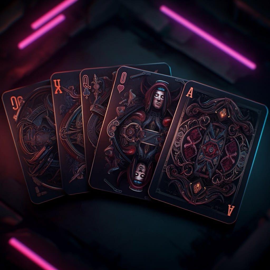 Cyberpunk Playing Cards in Neon Futurism