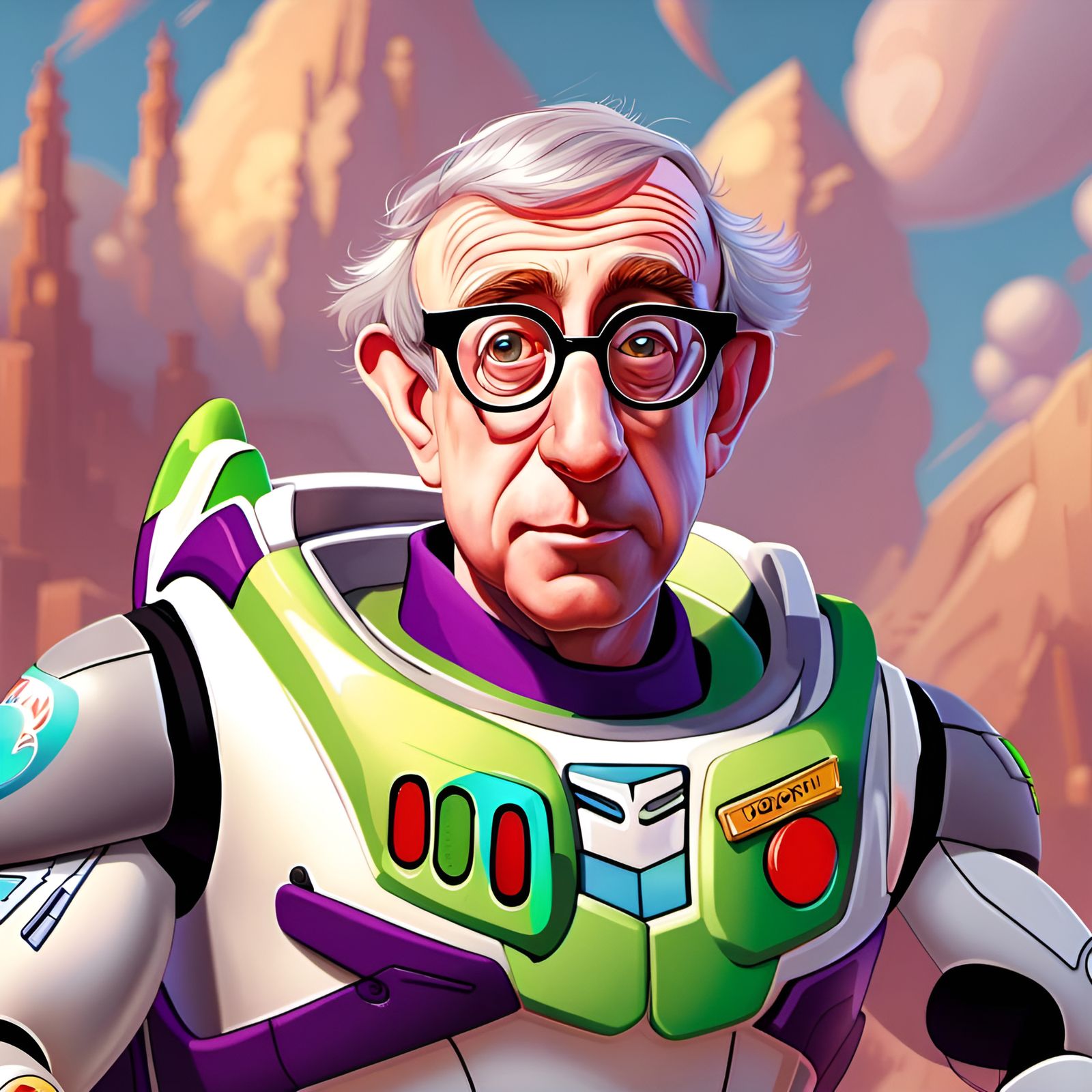 Woody Allen as Buzz Lightyear: Digital Art Portrait