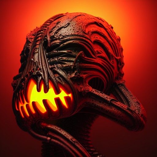Pumpkin Monster in H.R. Giger Style
