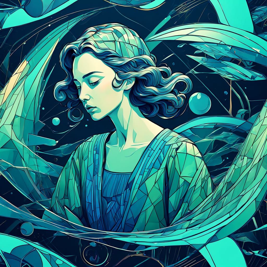 Anime-Inspired Elemental Creature in Dreamy Water Scene