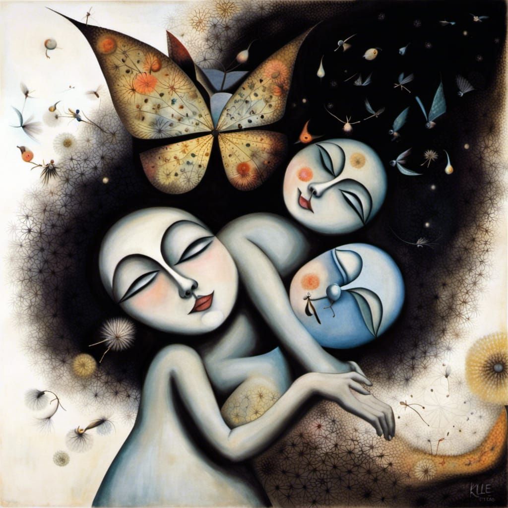 Winged Fairies Dancing in Dandelion Dreamscape