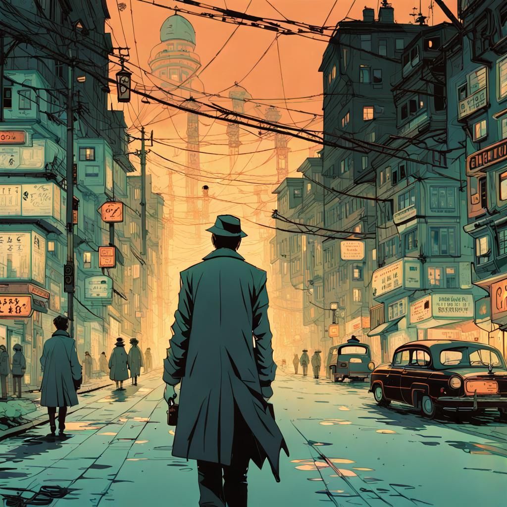 Noir Detective in Anime Style