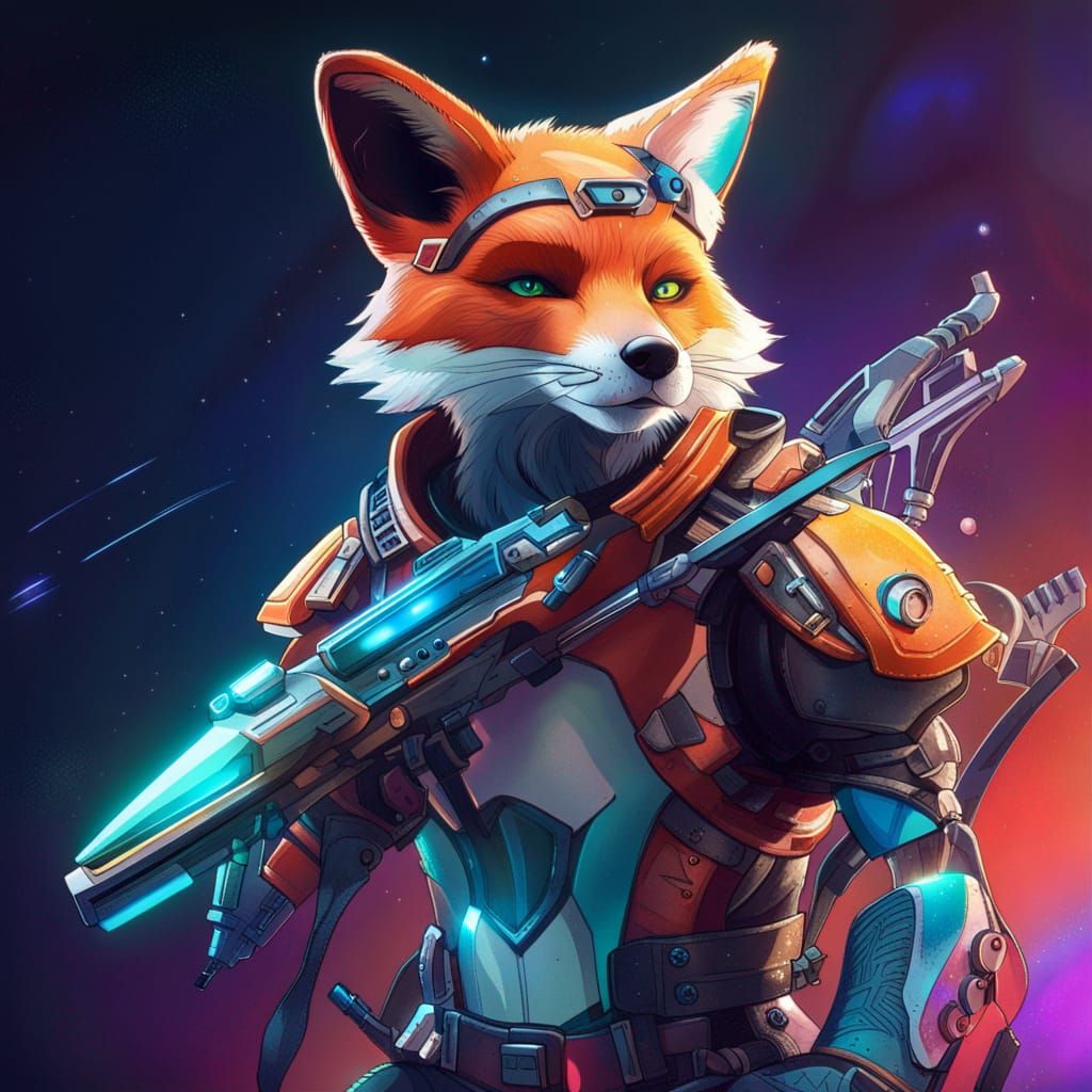 Fox Space Ranger with Futuristic Crossbow