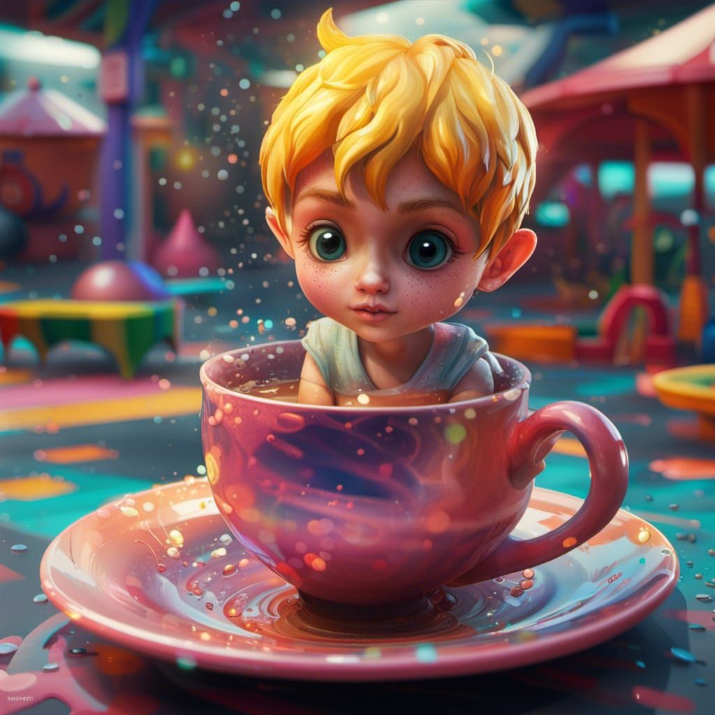 Teacup Pixie in Hyperrealistic Splash Art Playground