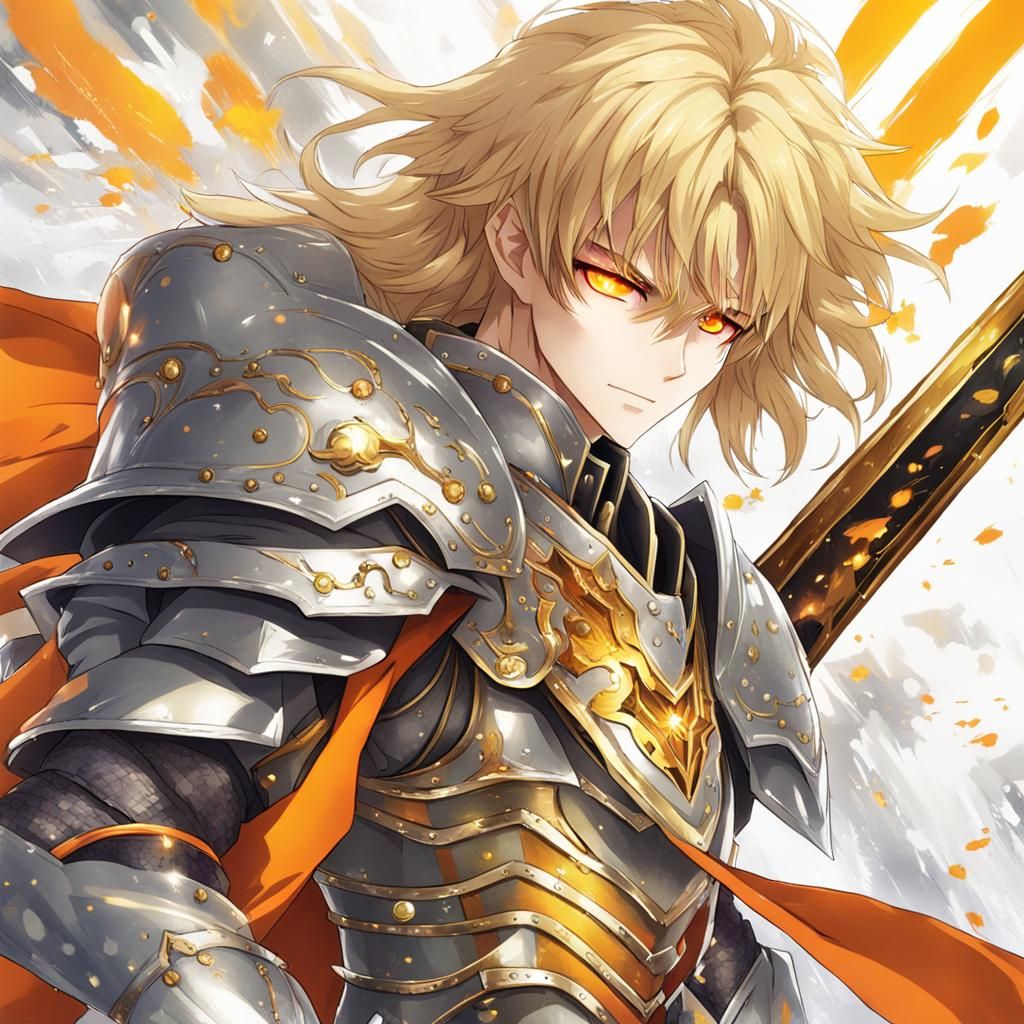 Fantasy Lord with Blond Hair and Yellow Eyes in Anime Style