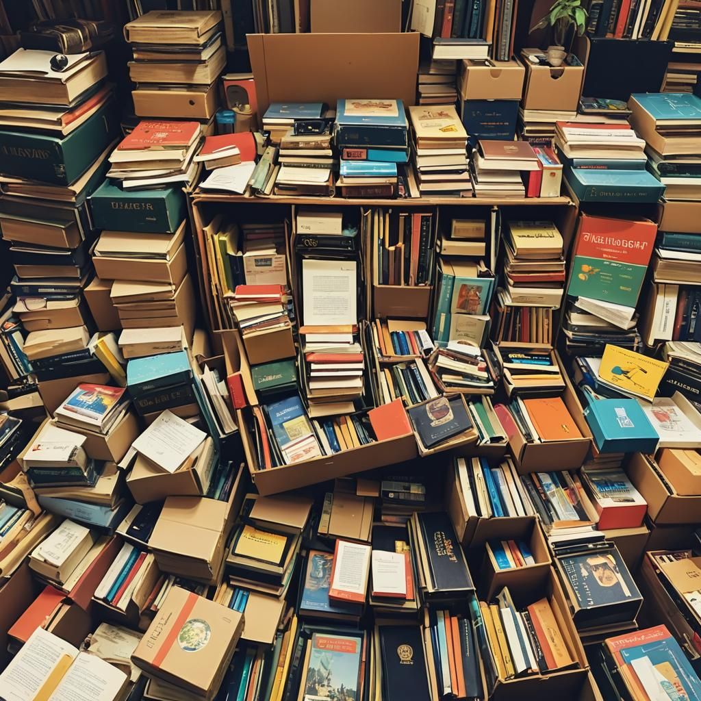 Donation Box Filled with Used Items, Lo-Fi Style