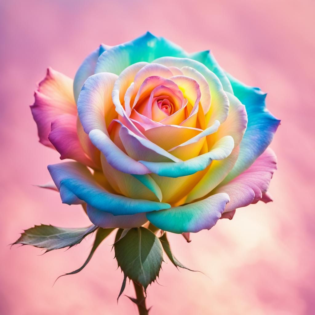 Iridescent Rainbow Rose in Heavenly Light