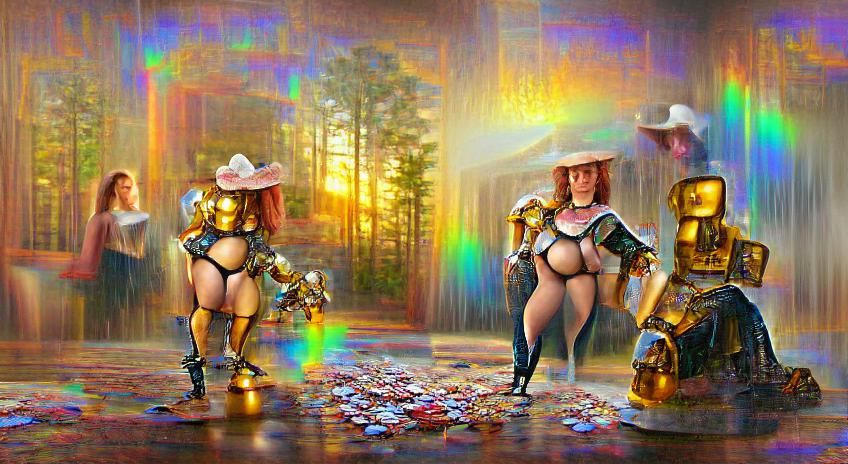 Sexy Robot Cowgirl on Burning Bismuth: 8K Photo
