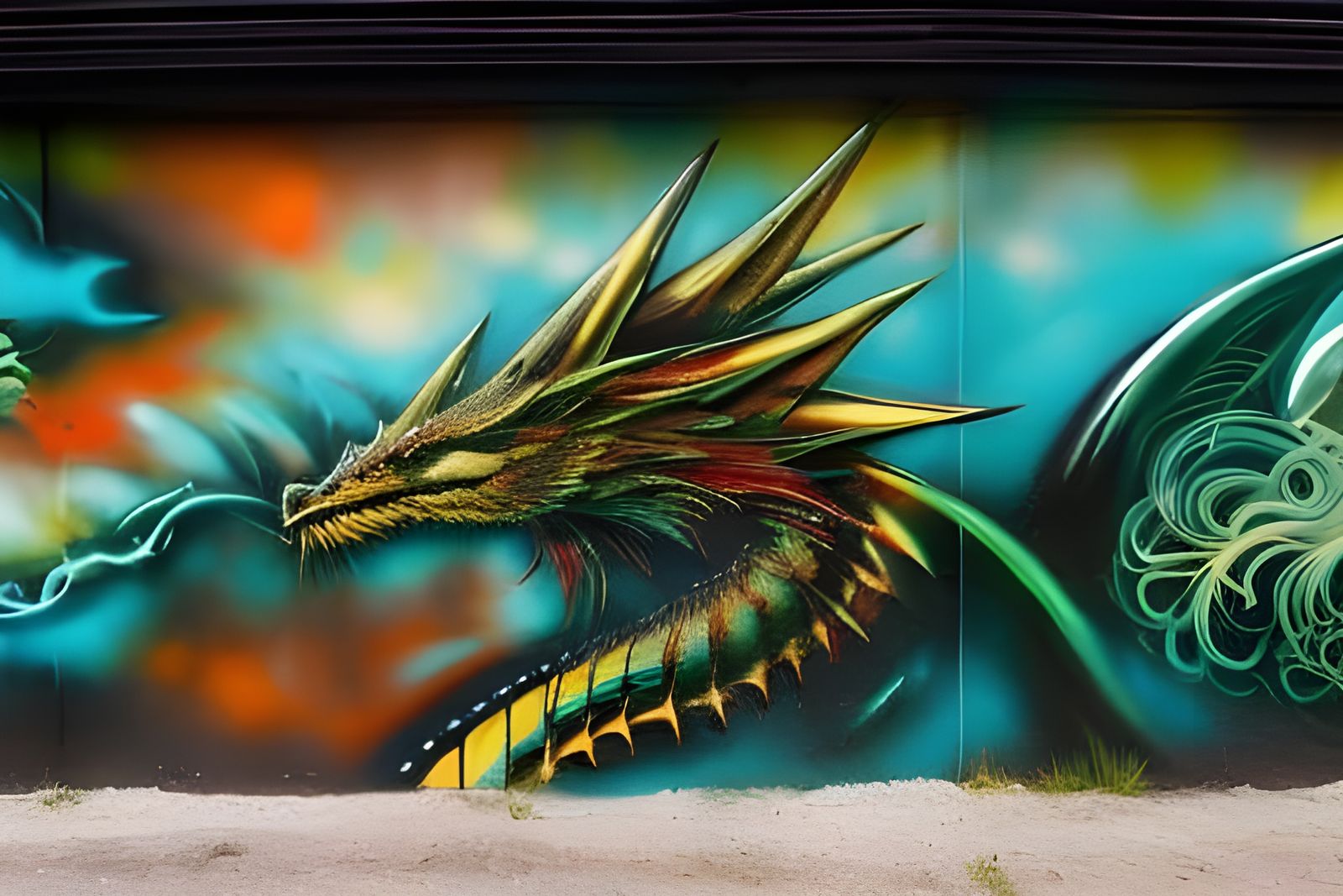 Graffiti dragon portrait