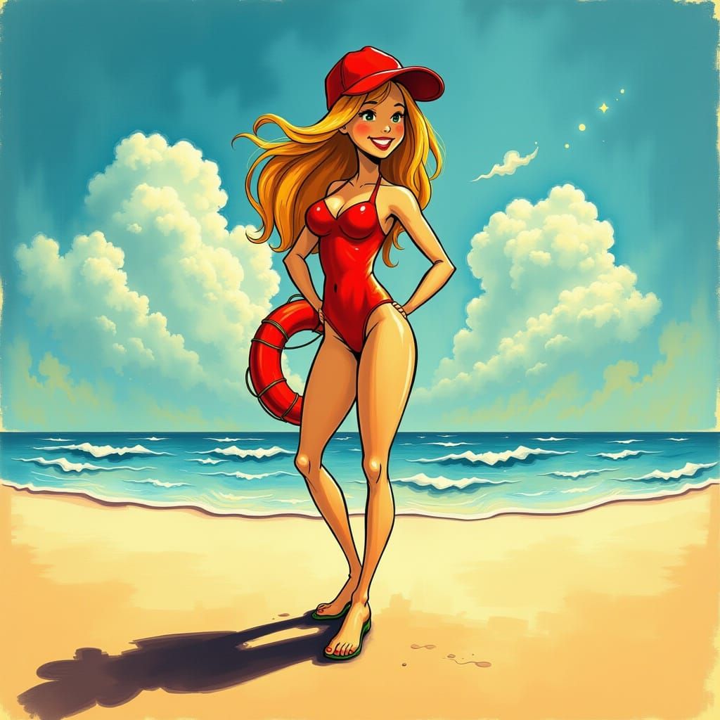 <lora:CoolStick:1.0> bay watch Pamela Anderson😂😎