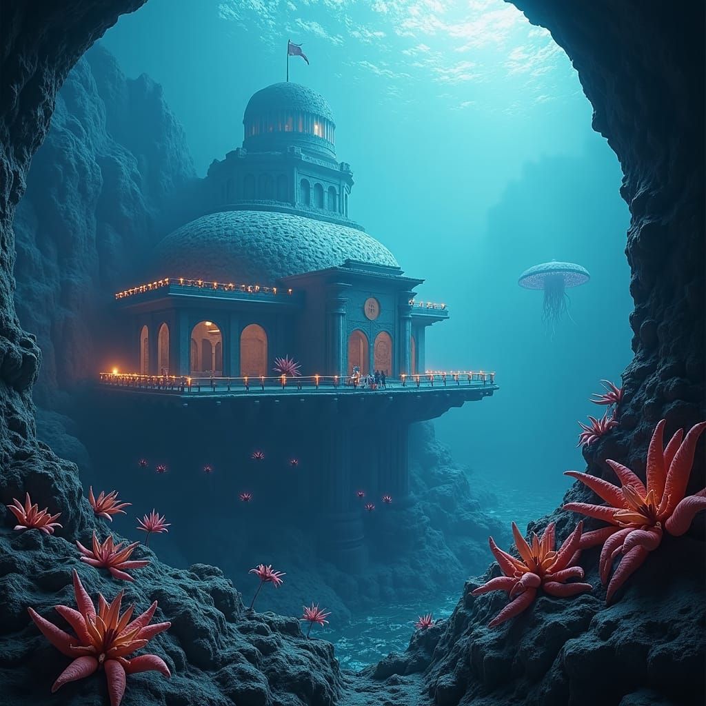 Bioluminescent Marine Landscape in Fantasy Concept Art Style